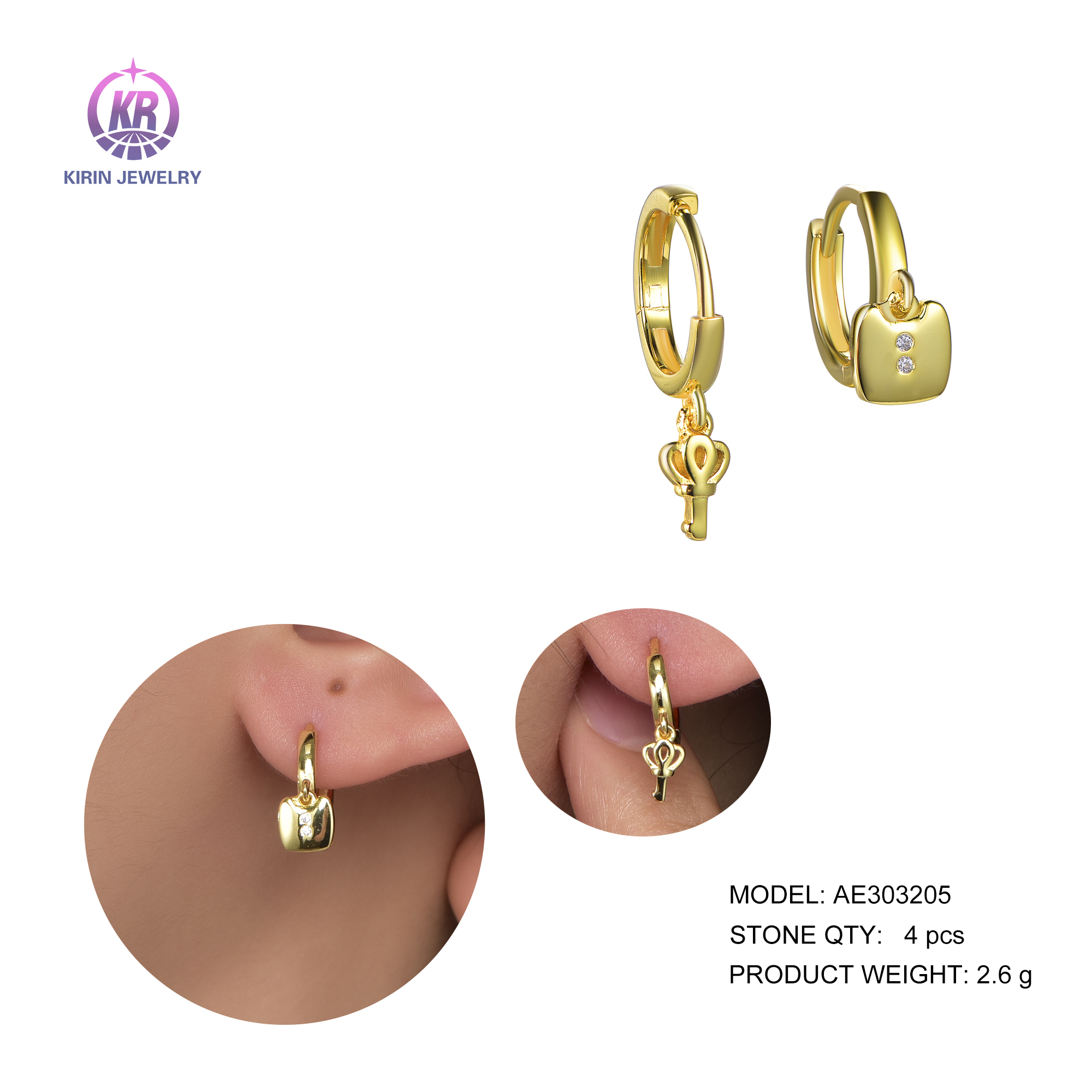 huggie earring with 14K gold plating 303205 Kirin Jewelry Company